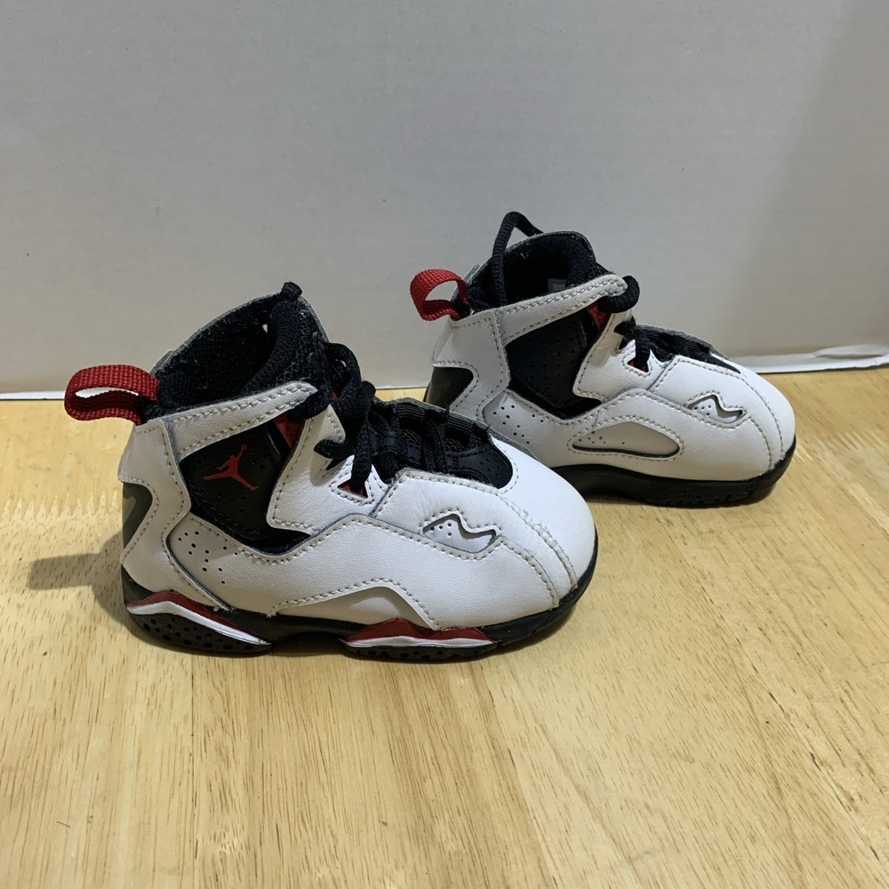 Nike Air Jordan True Flight Toddler Sneakers 343797-100‎ White Black Red Size 6C